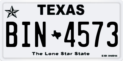 TX license plate BIN4573