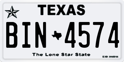 TX license plate BIN4574