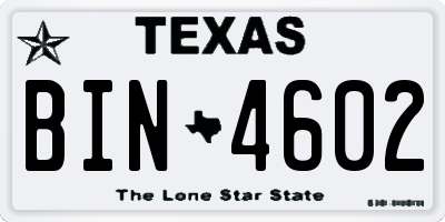 TX license plate BIN4602