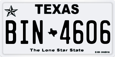 TX license plate BIN4606
