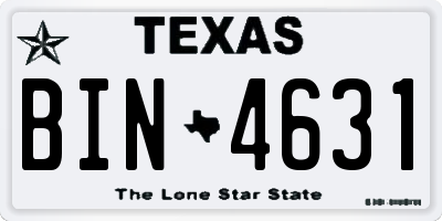 TX license plate BIN4631