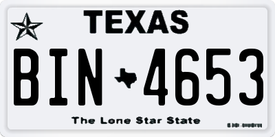 TX license plate BIN4653