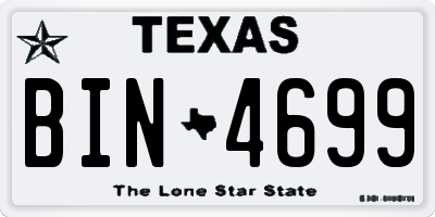 TX license plate BIN4699