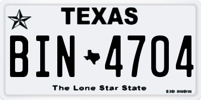 TX license plate BIN4704