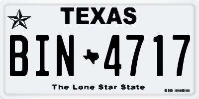 TX license plate BIN4717