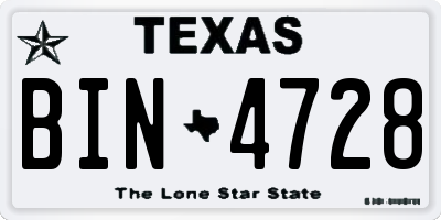 TX license plate BIN4728