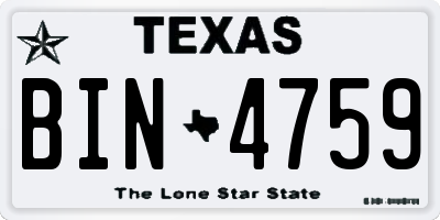 TX license plate BIN4759