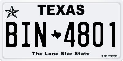 TX license plate BIN4801