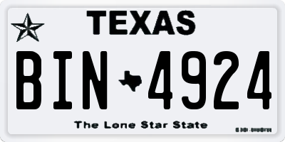 TX license plate BIN4924