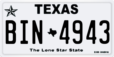 TX license plate BIN4943