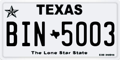TX license plate BIN5003