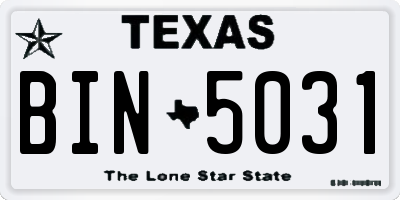 TX license plate BIN5031