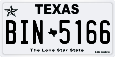 TX license plate BIN5166