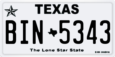 TX license plate BIN5343