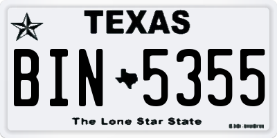 TX license plate BIN5355