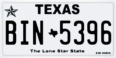 TX license plate BIN5396