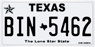 TX license plate BIN5462