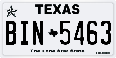 TX license plate BIN5463