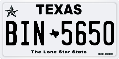 TX license plate BIN5650