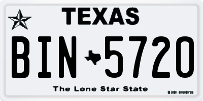 TX license plate BIN5720