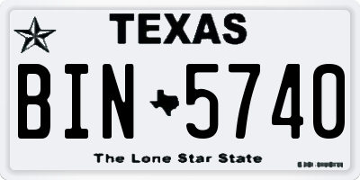 TX license plate BIN5740