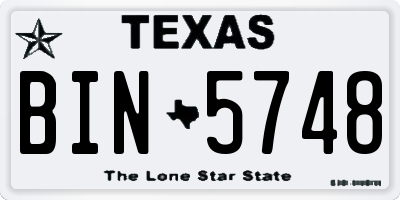 TX license plate BIN5748