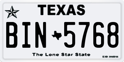 TX license plate BIN5768