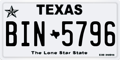 TX license plate BIN5796