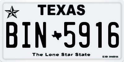 TX license plate BIN5916