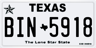 TX license plate BIN5918