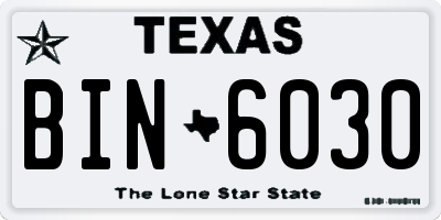 TX license plate BIN6030