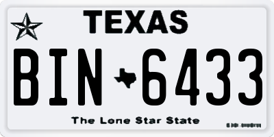 TX license plate BIN6433
