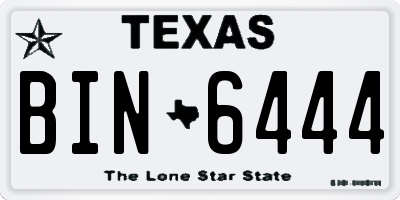 TX license plate BIN6444