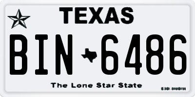 TX license plate BIN6486