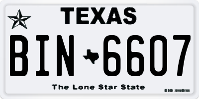 TX license plate BIN6607