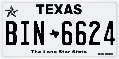 TX license plate BIN6624