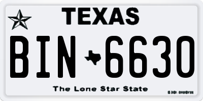 TX license plate BIN6630