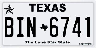 TX license plate BIN6741