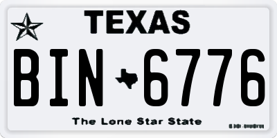 TX license plate BIN6776