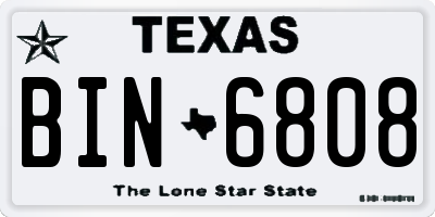 TX license plate BIN6808