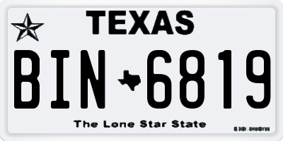TX license plate BIN6819