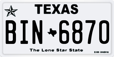 TX license plate BIN6870