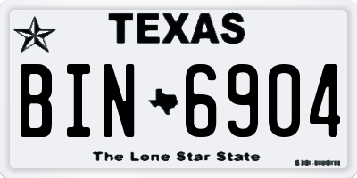 TX license plate BIN6904