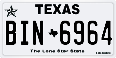 TX license plate BIN6964