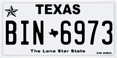 TX license plate BIN6973