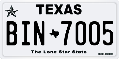 TX license plate BIN7005