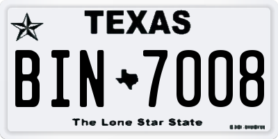 TX license plate BIN7008