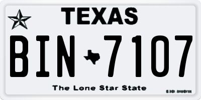 TX license plate BIN7107