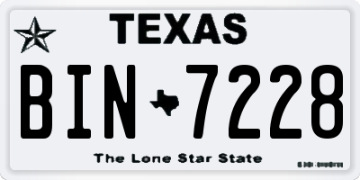 TX license plate BIN7228