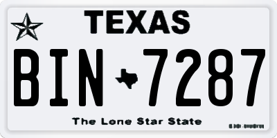 TX license plate BIN7287